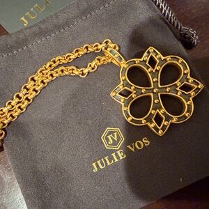 Julie Vos Gold Openwork Floral Medallion Necklace